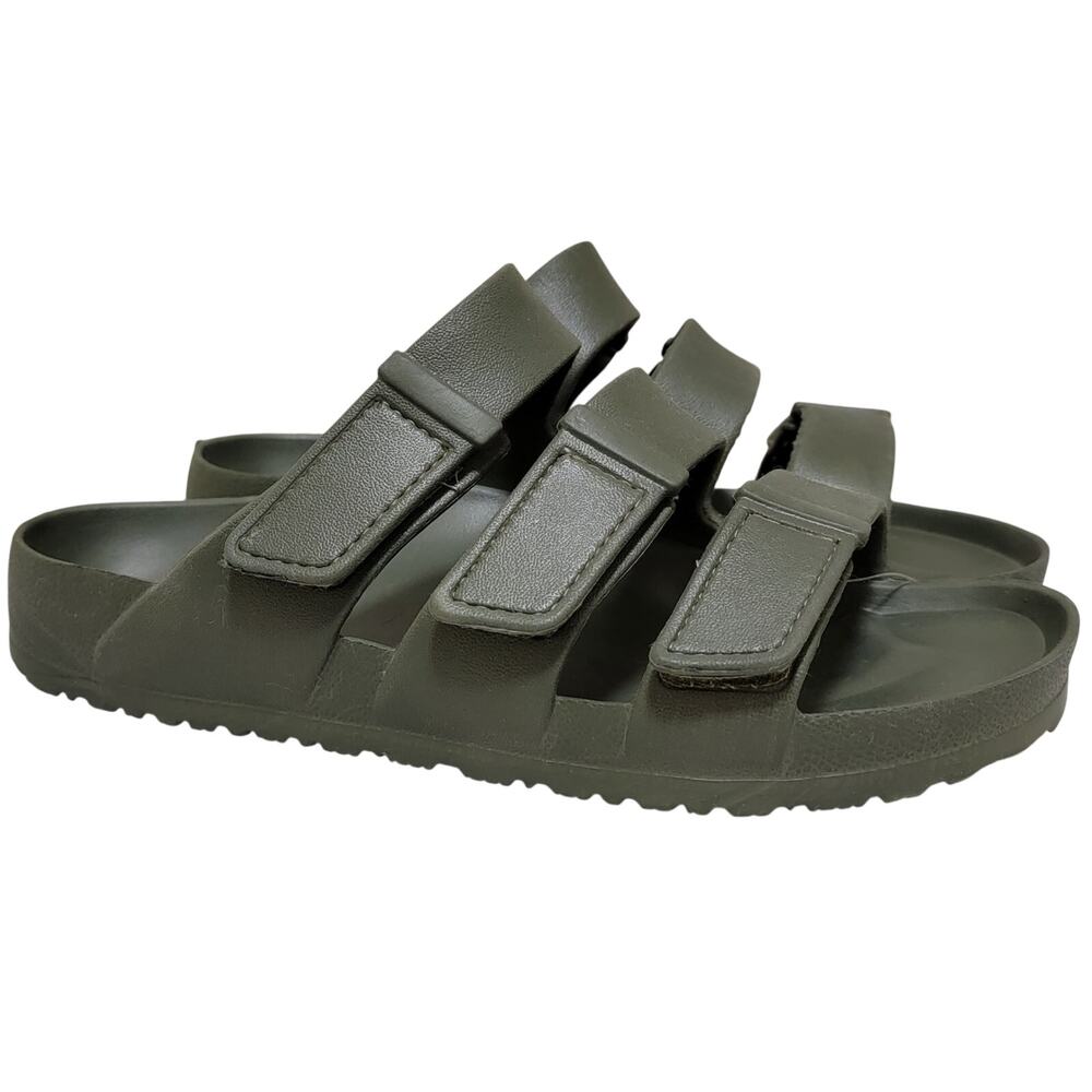 Sun + Stone Men Bowie Triple Strap Footbed Slide Sandals Size US 9M Sage Green